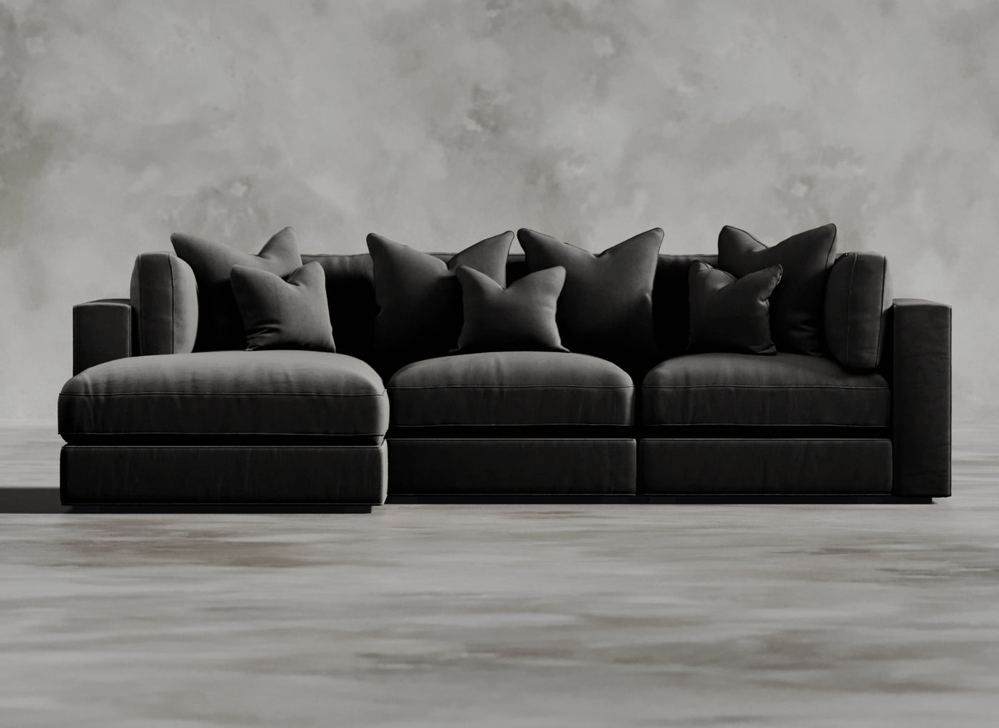 Opulent Modular Sofa I Cerulean I Dark Grey