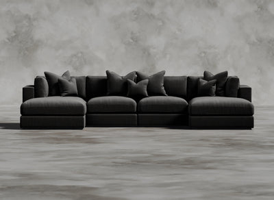 Opulent Modular Sofa I Cerulean I Dark Grey