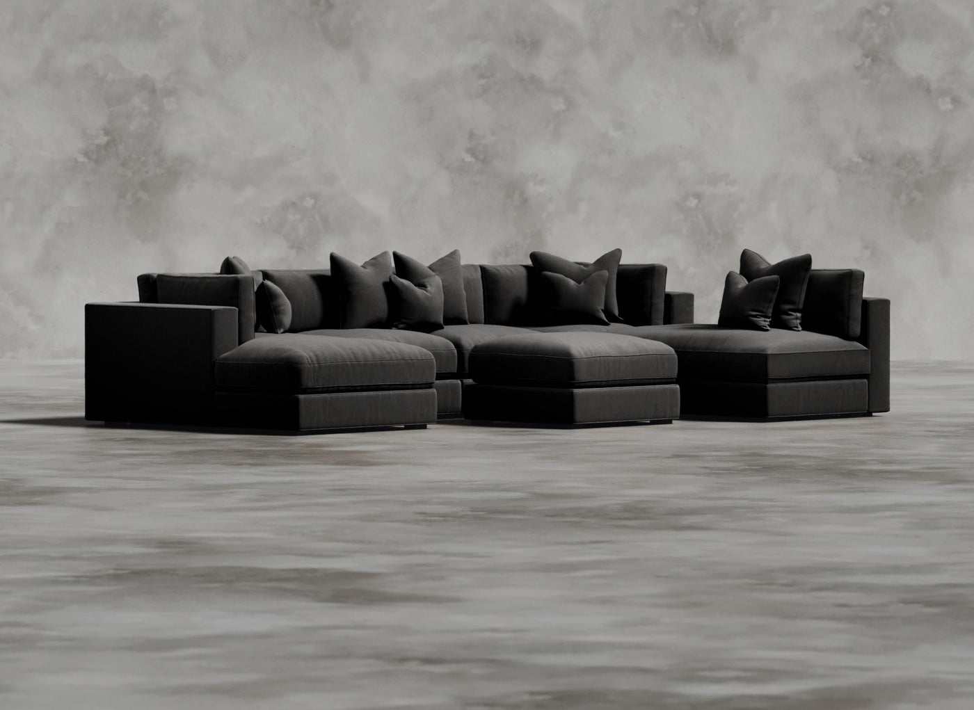 Opulent Modular Sofa I Cerulean I Dark Grey