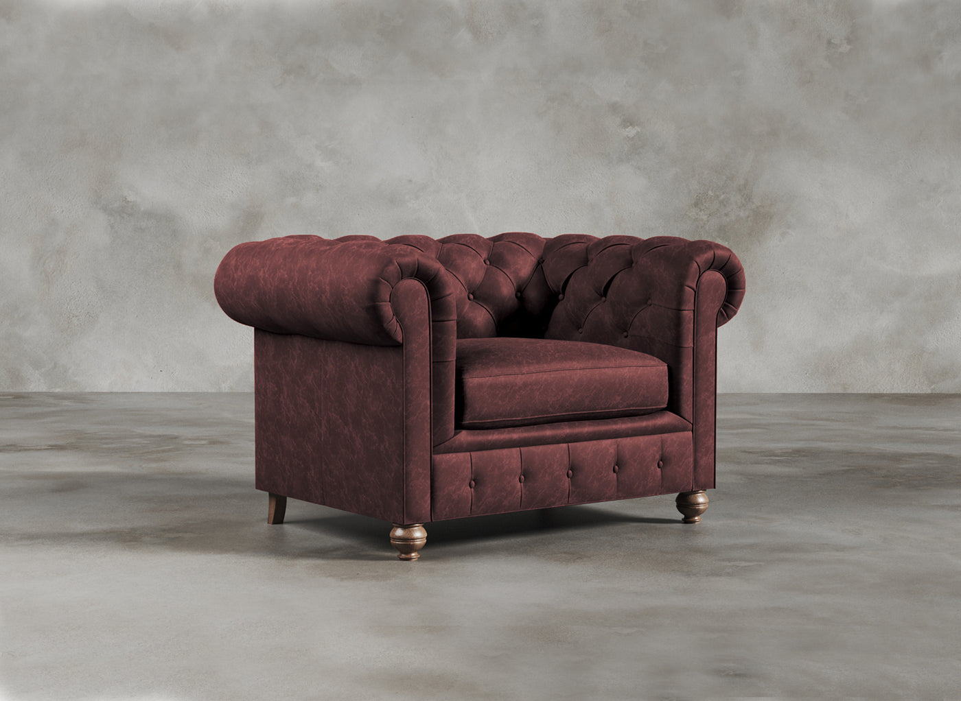 Chesterfield Sofa I Real Italian Leather I Roseate I Red