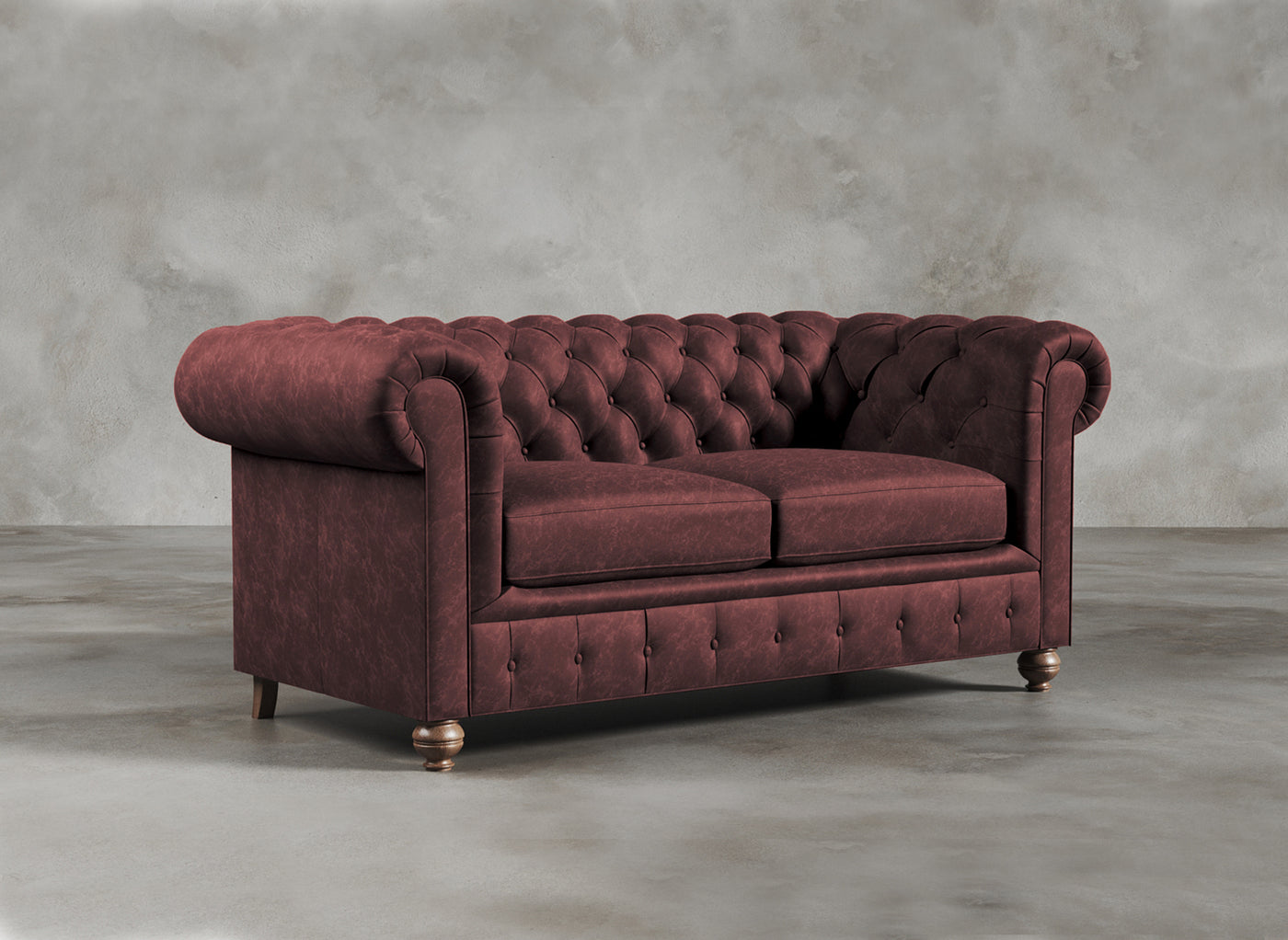 Chesterfield Sofa I Real Italian Leather I Roseate I Red