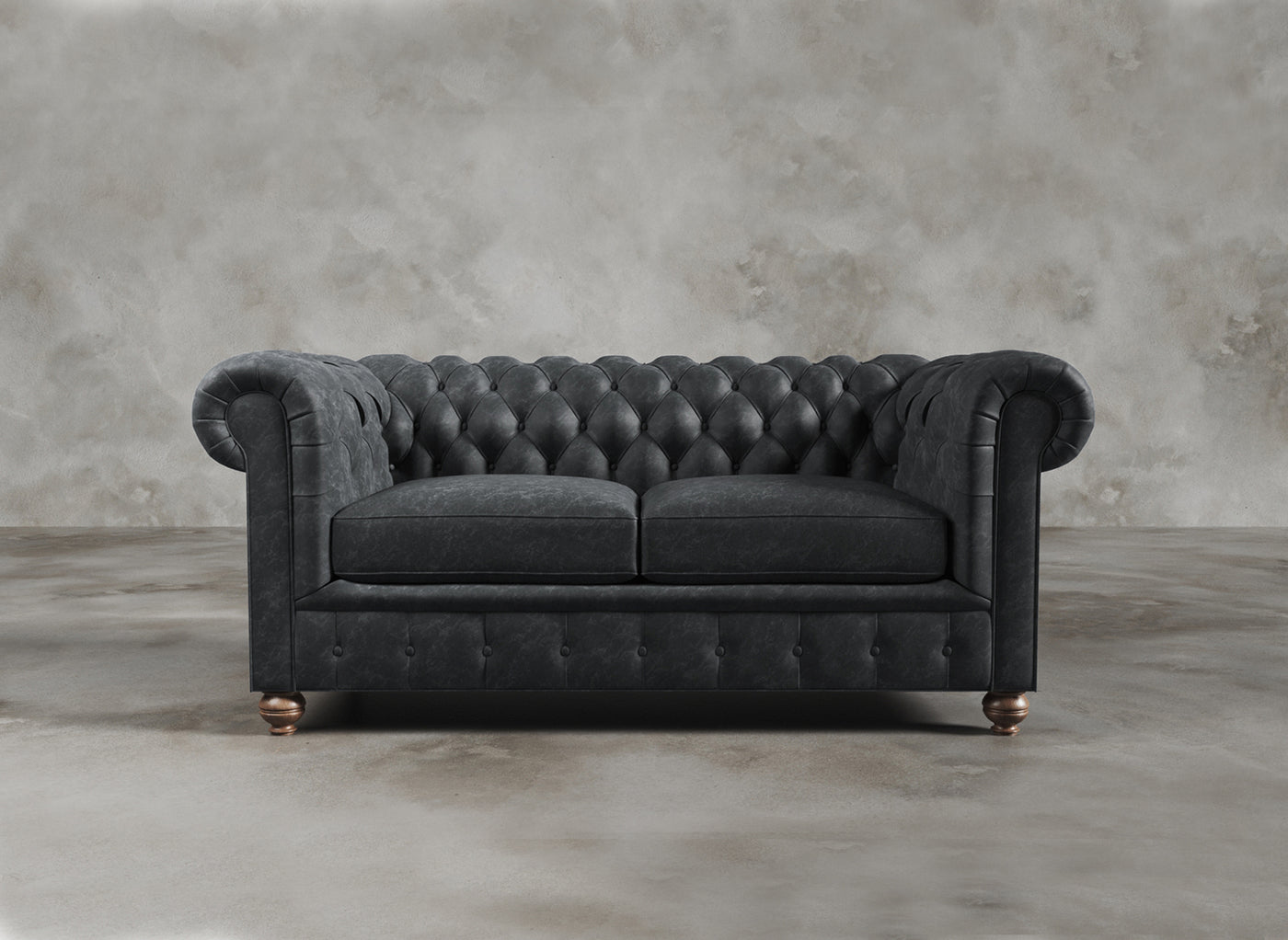 Chesterfield Sofa I Real Italian Leather I Leaden I Slate