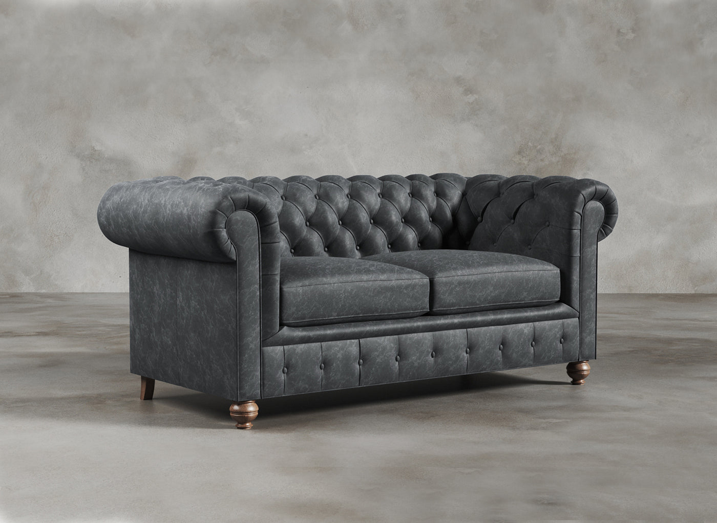 Chesterfield Sofa I Real Italian Leather I Leaden I Slate